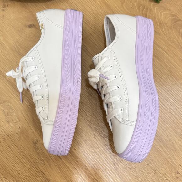 KEDS X KATE SPADE Triple Kick Colorblock Sneakers Size 7.5 Lavender Trimmed - Picture 7 of 10